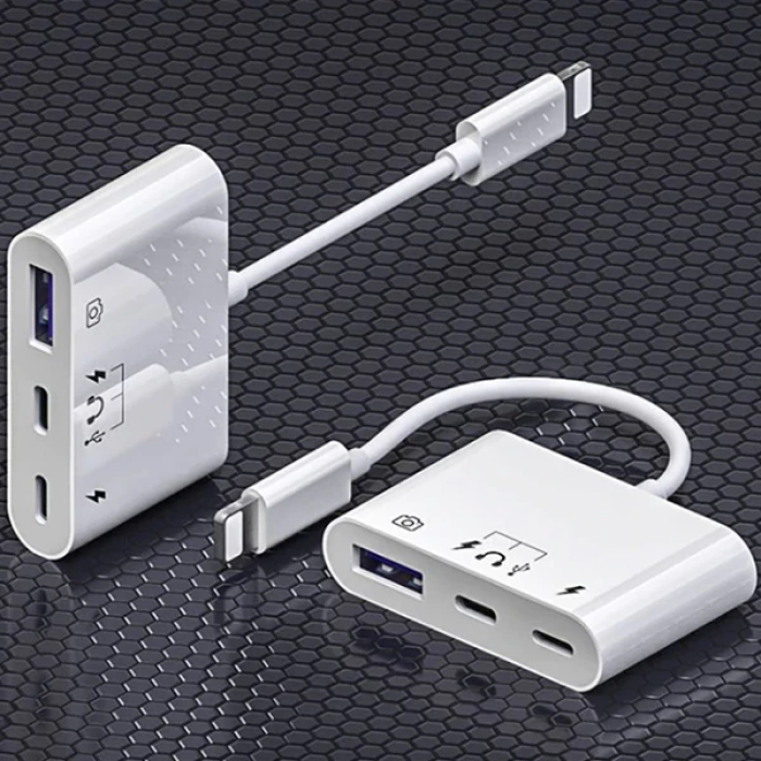 İPhone-Otg Hub -Usb Type C To Kulaklık ve Usb Kamera Okuyucu Otg-(5775)