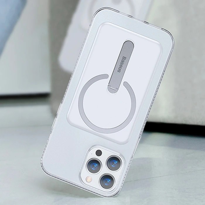 Baseus iPhone 13 Pro Max 6.7 Manyetik Magsafe Standlı Silikon Kılıf-(5775)