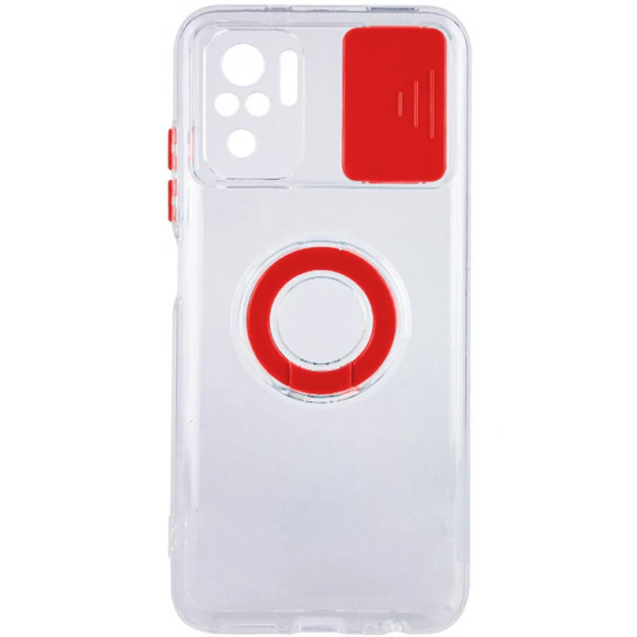 Ally Xiaomi Redmi Note 10 - 10s Kılıf Sürgülü Kamera Lens Korumalı Yüzük Standlı Silikon Kılıf-(5775)