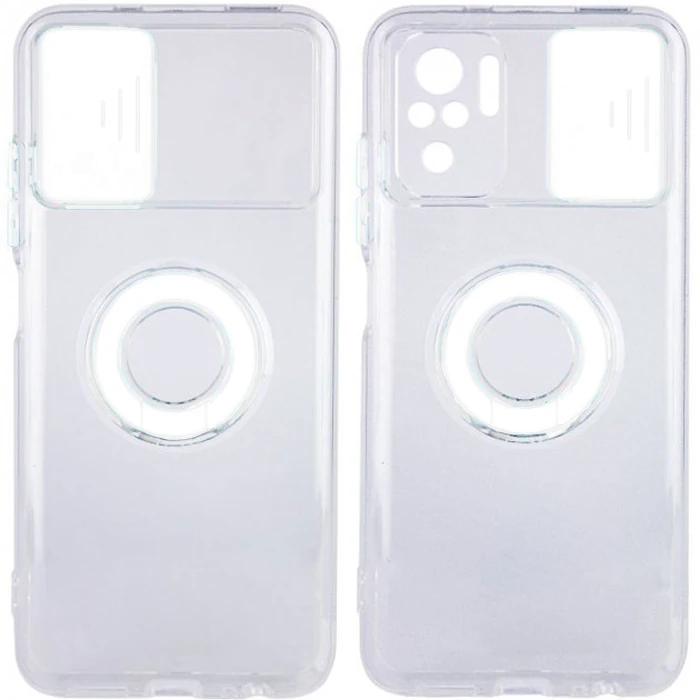 Ally Xiaomi Redmi Note 10 - 10s Kılıf Sürgülü Kamera Lens Korumalı Yüzük Standlı Silikon Kılıf-(5775)