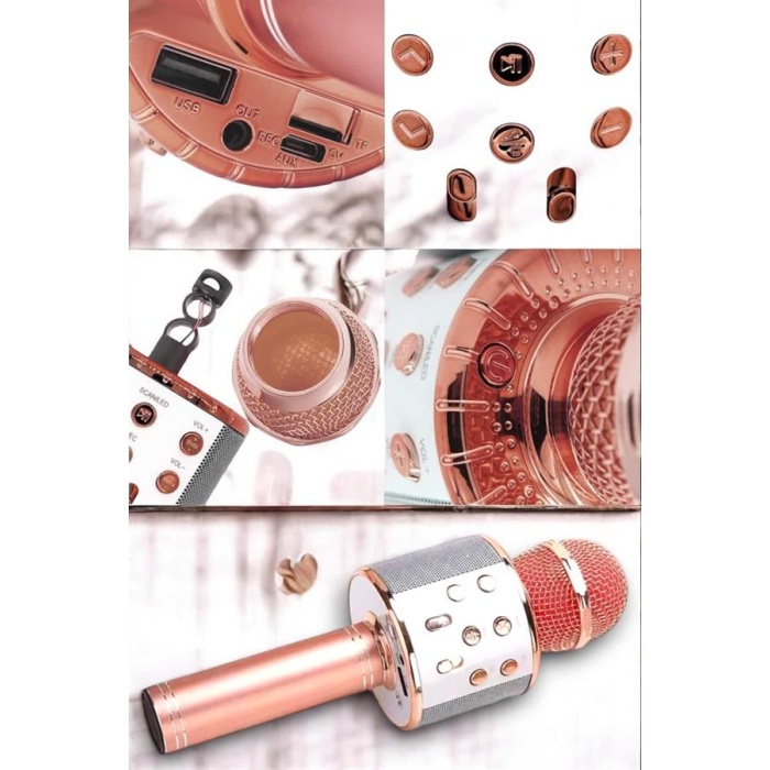 Kablosuz Bluetooth Karaoke Mikrofon USB ve AUX Girişli Yüksek Ses Kalitesi