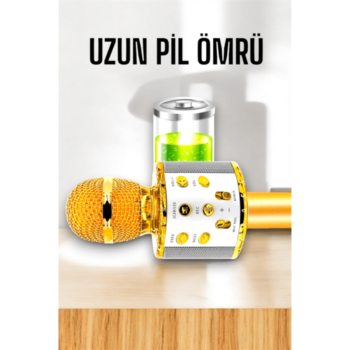 Kablosuz Bluetooth Karaoke Mikrofon USB ve AUX Girişli Yüksek Ses Kalitesi