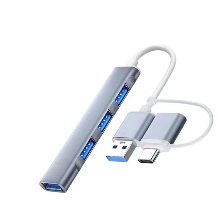 ALLY A-806 4in1 Type-C + USB Girişli USB 3.0 Çoğaltıcı Hub Adaptör Çevirici-(5775)