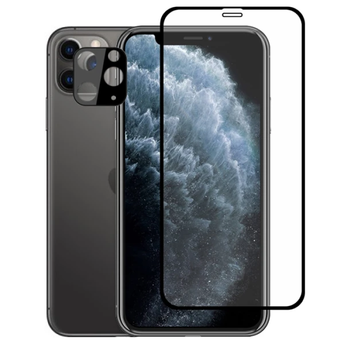 İPhone 11 Pro 2İN1 Full Glue Tempered Cam Ekran Koruyucu +Kamera Lens Set-(5775)