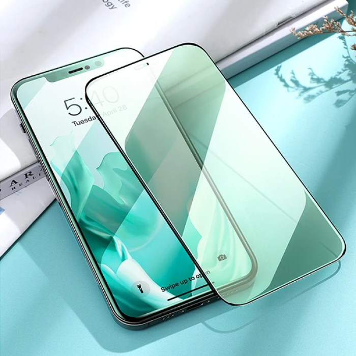 ALLY İPhone 12 Pro Max Anti -Blue Green Light Göz Korumalı Tempered Full Ekran Koruyucu-(5775)