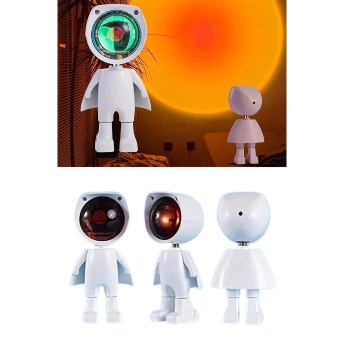 Astronot Işık Projektörü Gökkuşağı Projeksiyon Gece Lambası Hediyelik