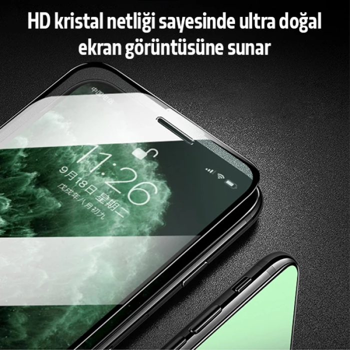 ALLY İPhone 11 Pro Max Anti -Blue Green Light Göz Korumalı Tempered Full Ekran Koruyucu-(5775)