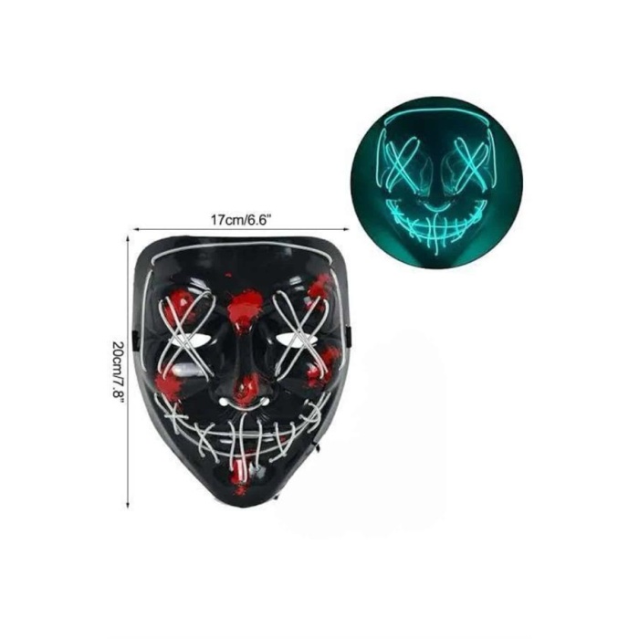 Hallowen Parti Maskesi Neon Led Işıklı Maske 3 Modlu Cadılar Bayramı Maskesi