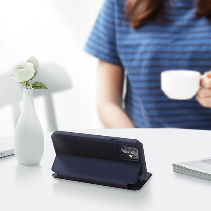 DUX DUCİS iPhone 12 Mini Kılıf Mıkantıslı Kapaklı Flip Cover Kılıf Skin X Series Flip Case-(5775)