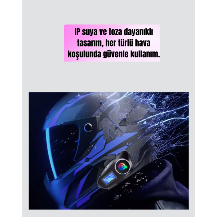 Su Geçirmez Bluetooth 5.3 Kask Kulaklığı 1000mAh Bataryalı