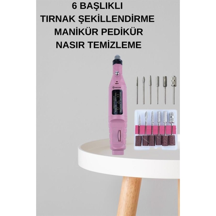 Elektrikli Manikür Pedikür Seti İkili Set 12 Parça Tırnak Bakımı Törpü Protez Çıkarma