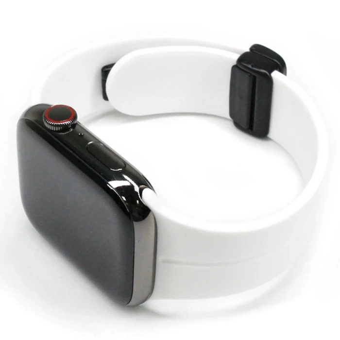 Ally Apple Watch 7-8 41mm 6-5-4 40mm Manyetik Uçlu Silikon Kayış Kordon 3-2-1 38mm-(5775)