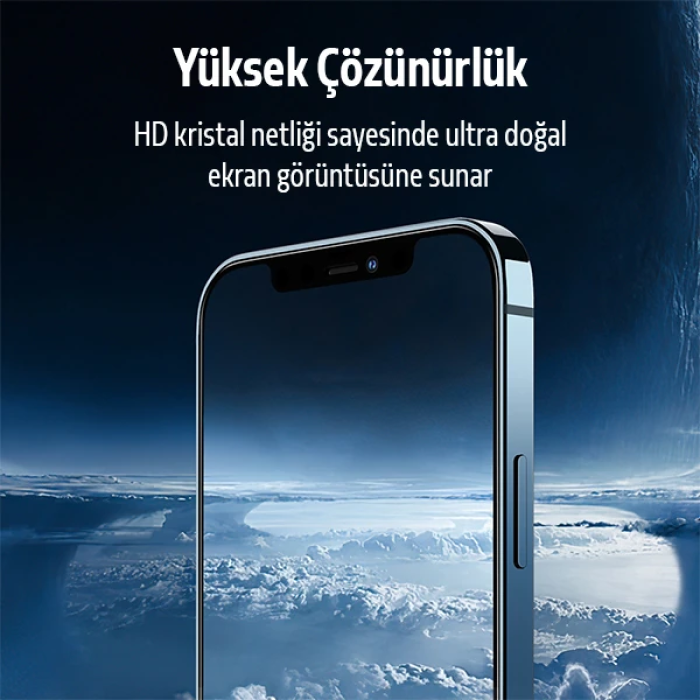 İPhone 12 Pro Max 2İN1 Full Glue Tempered Cam Ekran Koruyucu +Kamera Lens Set-(5775)