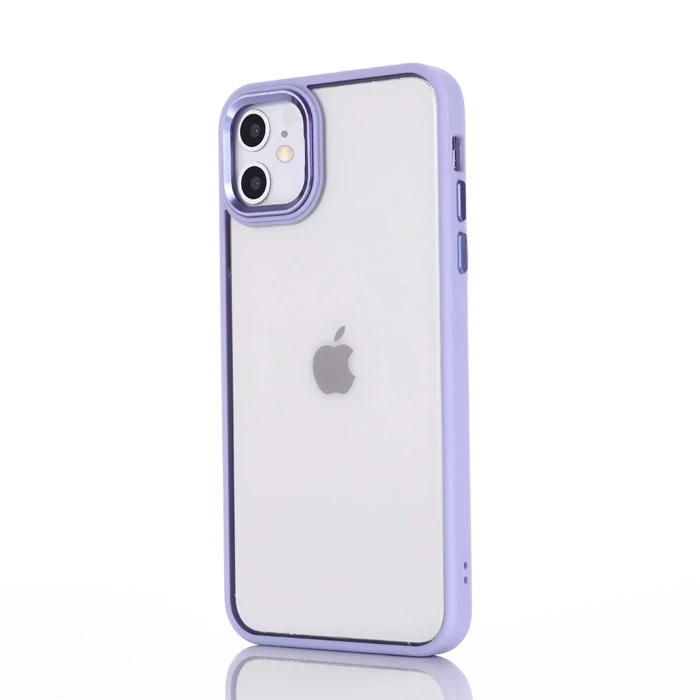 Ally iPhone 12 - 12 Pro 6.1inç Kılıf Parlak Renkli Çerçeveli Ultra Lüx TPU Silikon Kılıf-(5775)