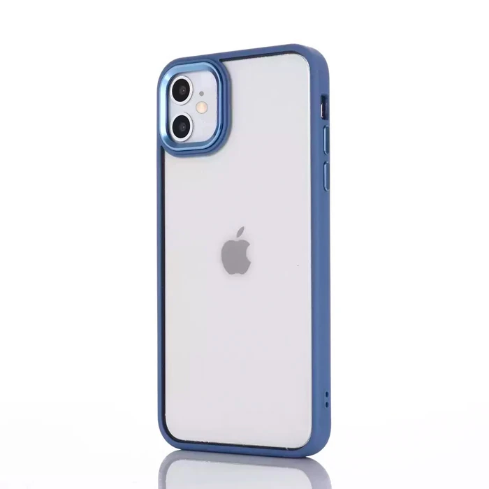 Ally iPhone 12 - 12 Pro 6.1inç Kılıf Parlak Renkli Çerçeveli Ultra Lüx TPU Silikon Kılıf-(5775)