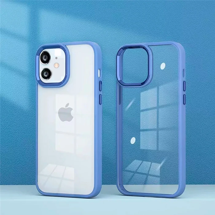 Ally iPhone 12 - 12 Pro 6.1inç Kılıf Parlak Renkli Çerçeveli Ultra Lüx TPU Silikon Kılıf-(5775)