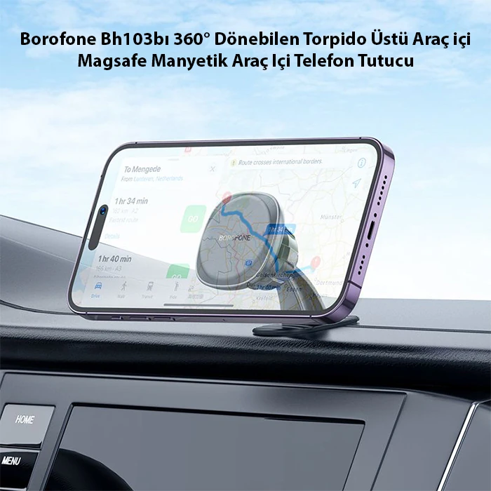 Hoco H30 360° Dönebilen Torpido Üstü Araç içi Magsafe Manyetik Araç İçi Telefon Tutucu-(5775)