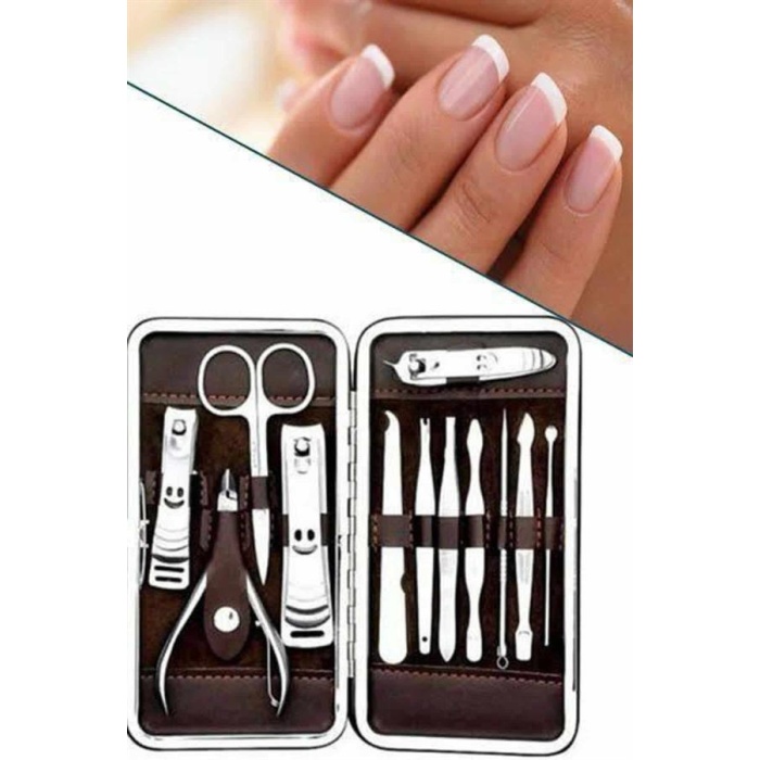 12 Parça Manikür Pedikür Seti Özel Deri Çanta El Ayak Bakımı Akne ve Sivilce Temizleme