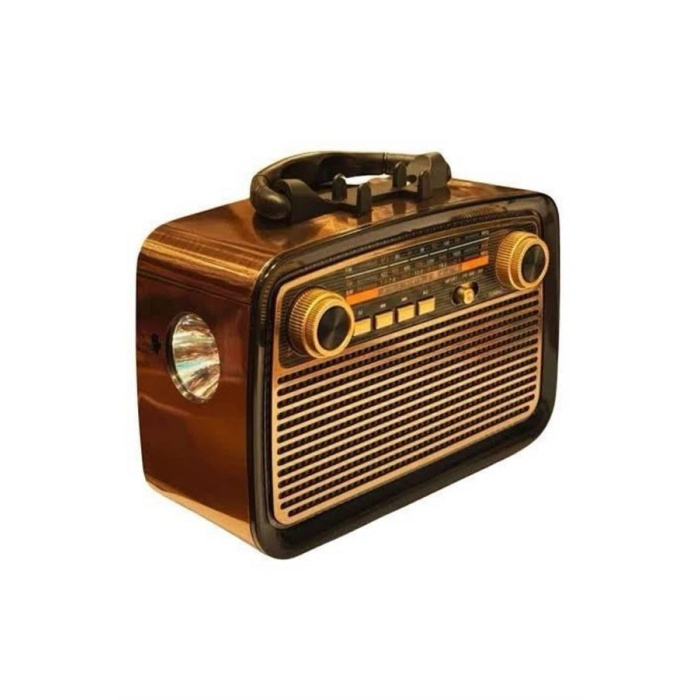 Nostalji Radyo Bluetooth Hoparlör USB-SD Kart Giriş Led Fener Işıklı Bataryalı Pilli