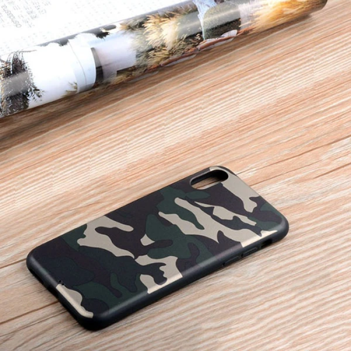 İPhone Xs Max 6.5 Kamuflaj Darbe Emici Silikon Kılıf-(5775)