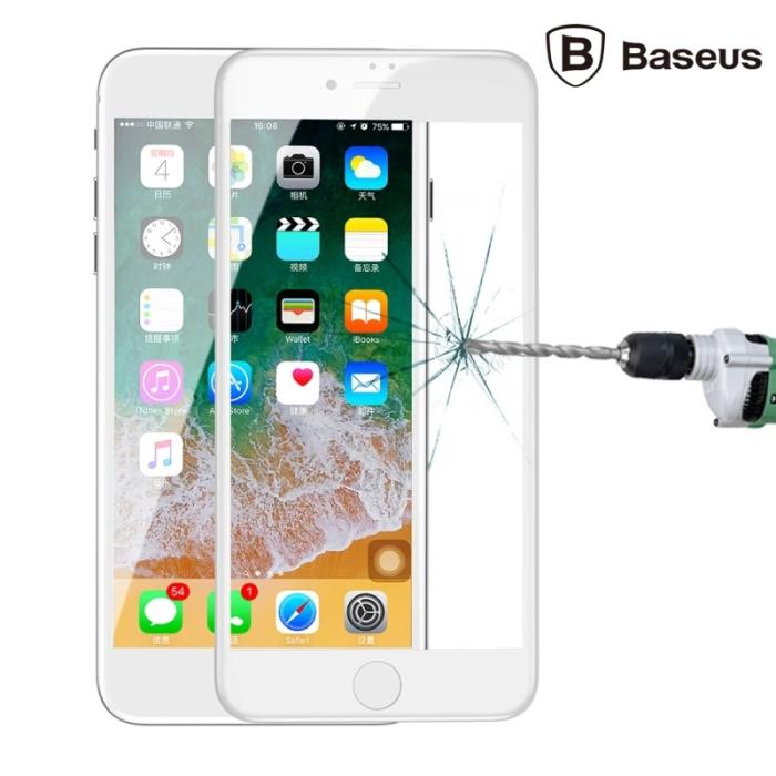 Baseus İPhone 78 Plus 4D Cam Ekran Koruyucu  Kavisli Full Kaplama Kırılmaz Cam-(5775)