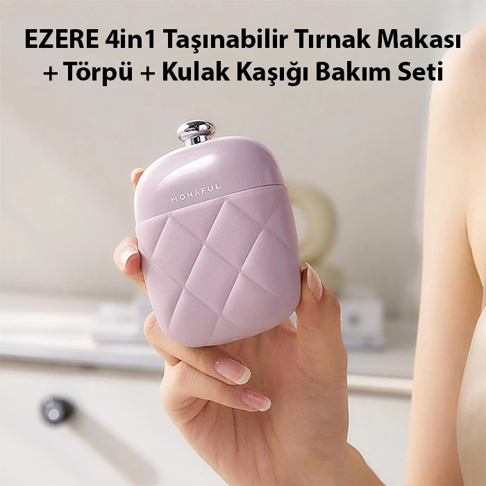 EZERE 4in1 Taşınabilir Tırnak Makası + Törpü + Kulak Kaşığı Bakım Seti-(5775)