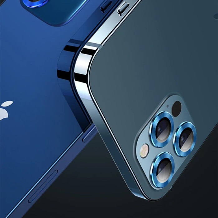 USAMS İphone 12 Pro 3D Metal Çerçeveli Kamera Lens Koruyucu-(5775)