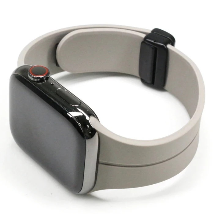 Ally Apple Watch 7-8 45mm 6-5-4 44mm Watch Ultra 49mm Manyetik Uçlu Silikon Kayış Kordon 3-2-1 42mm-(5775)