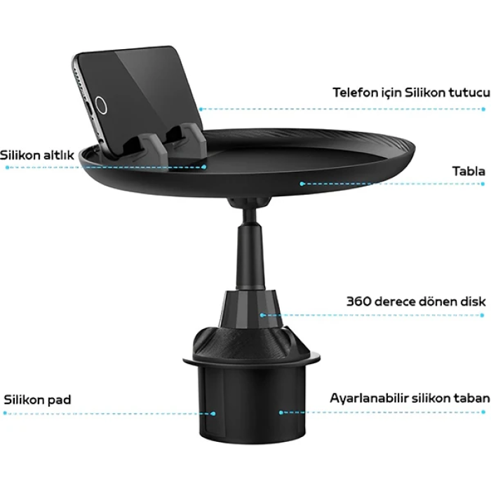 ALLY HB-P05 Universal Araç İçi Telefon Tutucu - Yemek Masası-(5775)