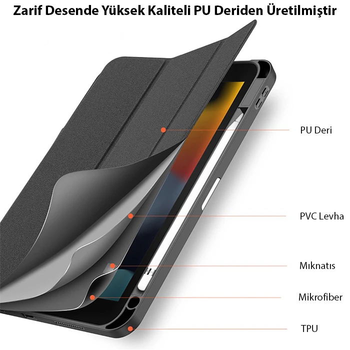 Dux Ducis iPad 10.9 2022 Kılıf Domo Series Kalem Bölmeli Mıknatıslı Standlı Kapaklı Kılıf-(5775)