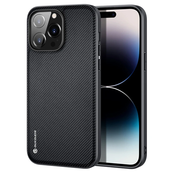 Dux Ducis Fino Serisi iPhone 14 Pro 6.1 inç Kılıf Premium Dokuma Silikon Kılıf-(5775)