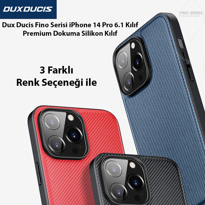Dux Ducis Fino Serisi iPhone 14 Pro 6.1 inç Kılıf Premium Dokuma Silikon Kılıf-(5775)