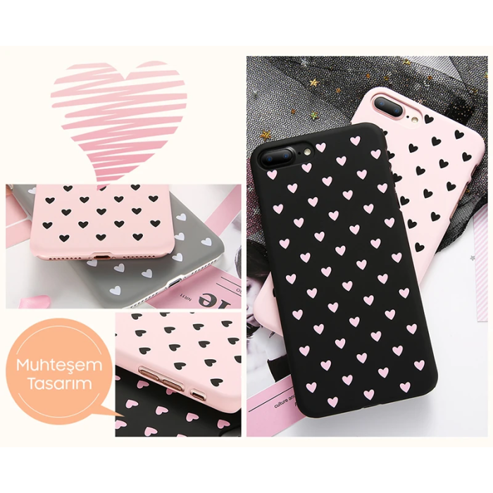 iPhone SE3-SE2 İPhone 8-7 Kılıf Çoklu Kalp Premium Pc Kılıf-(5775)