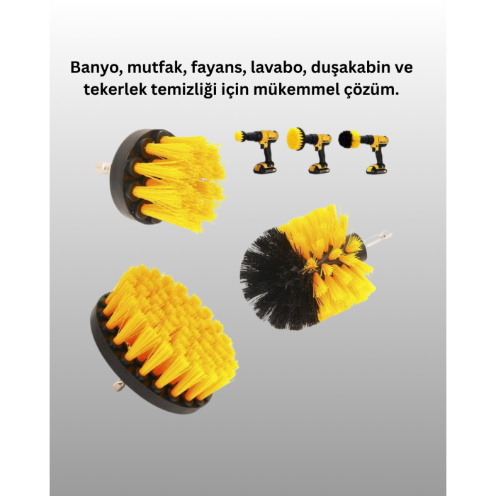 Banyo ve Mutfak İçin Matkap Ucu Temizlik Fırçası 3’lü Set