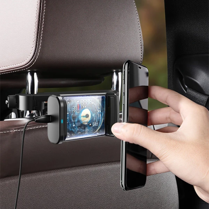 Baseus Arka Koltuk Kablosuz Telefon Tutucu  Wireless 15W Hızlı Şarj Cihazı - Energy Storage-(5775)