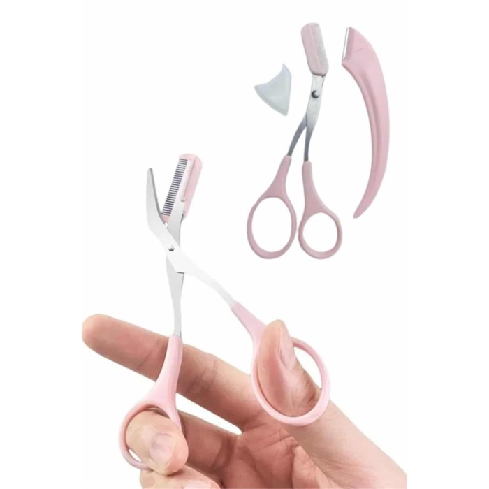 2li Kaş Bakım Seti Taraklı Kaş Makası Ve Kaş Usturası Kaş Şekillendirici