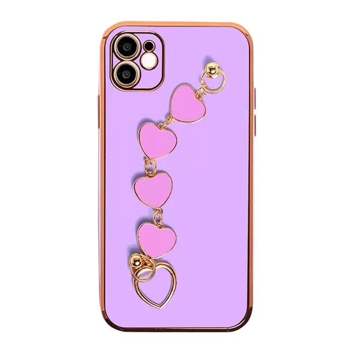 Ally iPhone 11 6.1inç Kılıf Kalp Bileklik Tutuculu Lüx Silikon Askılı Kılıf-(5775)