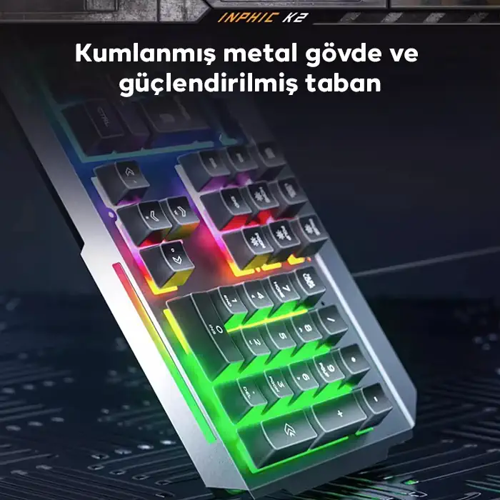Inphic K2 USB Kablolu Oyun Klavyesi 104-Key Sessiz Oyun Klavyesi Bilgisayar Laptop için Cep telefonu yerleştirme alanı-(5775)