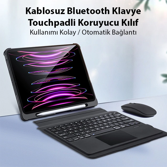 Dux Ducis iPad Pro 12.9 2022/2021/2020 SK Series Kablosuz Bluetooth Klavye Touchpad Kılıf-(5775)