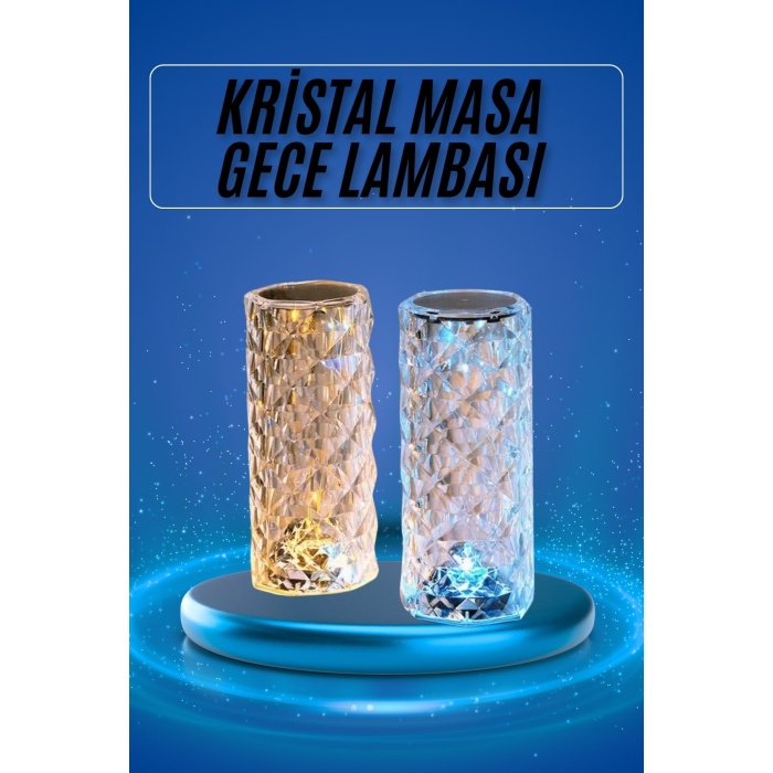 Yeni Nesil Modern Kristal Masa ve Gece Lambası Dokunmatik Renk Değiştirebilen