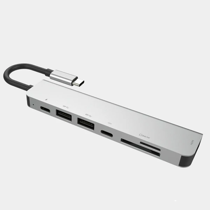 Ally Usb (Type-C to 7in1 Hdtv 2XUSB+PD) SD&TF Okuyucu Hub Adaptör Çoklayıcı-(5775)