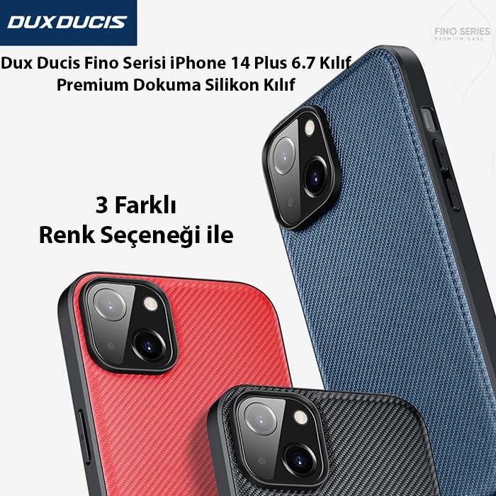 Dux Ducis Fino Serisi iPhone 14 Plus 6.7 inç Kılıf Premium Dokuma Silikon Kılıf-(5775)