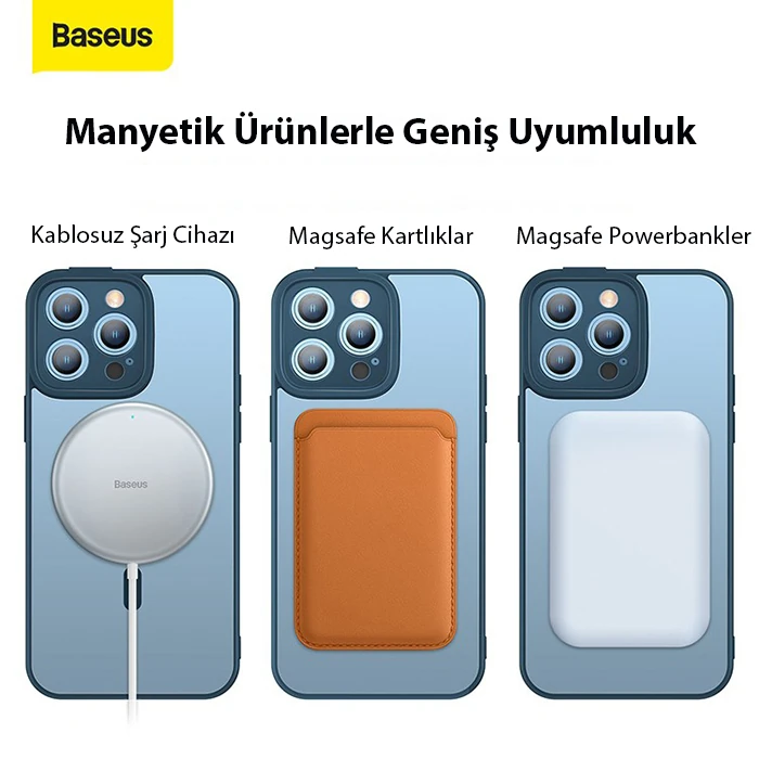 Baseus Frame Series iPhone 14 Pro 6.1 Kamera Koruyuculu Magsafe Kılıf + Tempered Ekran Koruyucu Set-(5775)