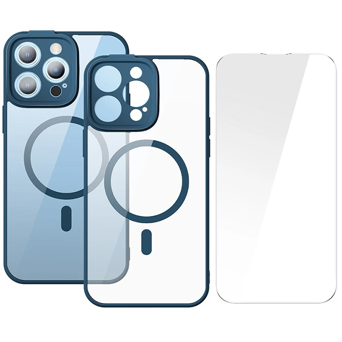 Baseus Frame Series iPhone 14 Pro Max 6.7 Kamera Koruyuculu Magsafe Kılıf + Tempered Ekran Koruyucu-(5775)