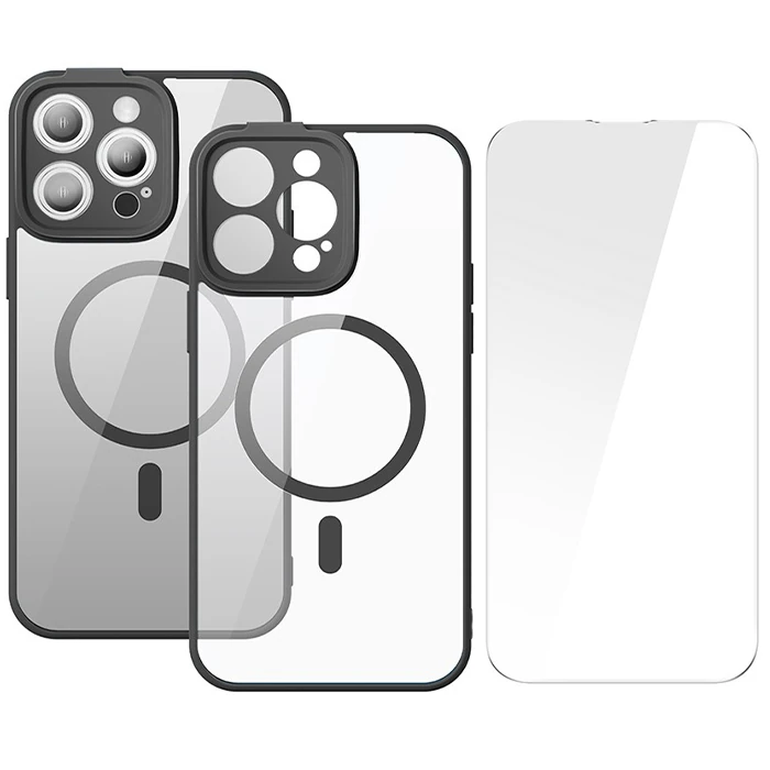 Baseus Frame Series iPhone 14 Pro Max 6.7 Kamera Koruyuculu Magsafe Kılıf + Tempered Ekran Koruyucu-(5775)