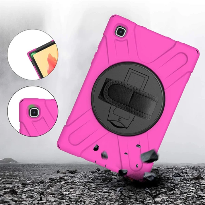 Galaxy Tab A7 10.4 SM-T500-T505-T507 Kılıf Shockproof 3 Katmanlı Standlı Zırh Kılıf Kalem Yerli-(5775)