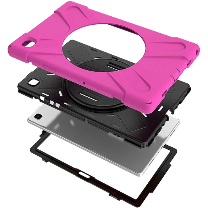 Galaxy Tab A7 10.4 SM-T500-T505-T507 Kılıf Shockproof 3 Katmanlı Standlı Zırh Kılıf Kalem Yerli-(5775)