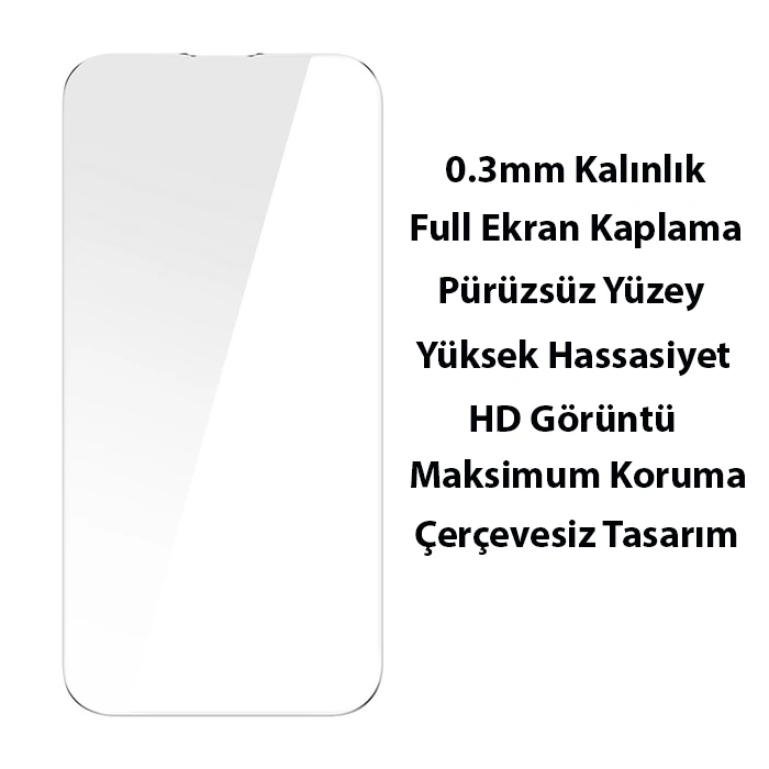 Baseus Glitter iPhone 14 Pro 6.1 Renkli Kenar Silikon Kılıf + Tempered Ekran Koruyucu Set-(5775)