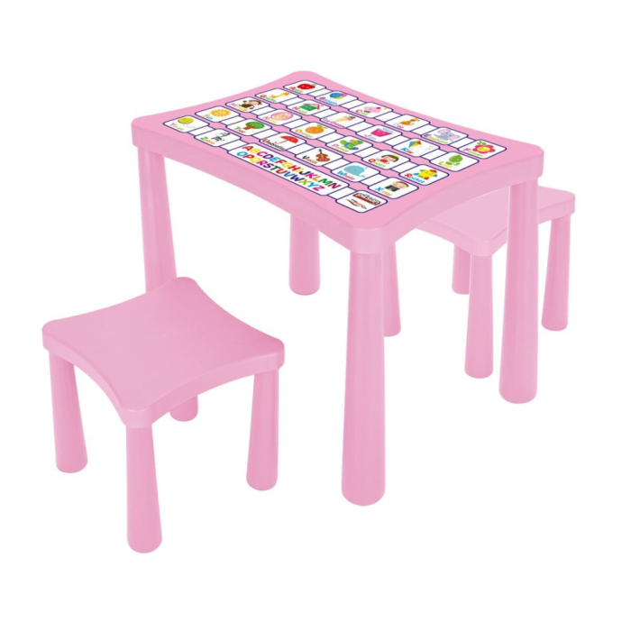 03 493 İKİ TABURELİ MASA (PEMBE)