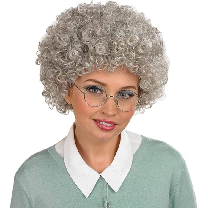 Gri Renk Kabarık Bonus Peruk Afro Takma Saç